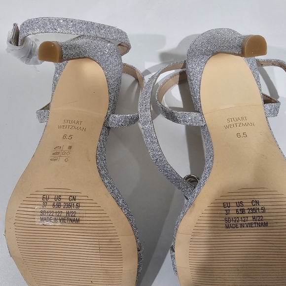 Stuart Weitzman Crystal Buckle 95 Glitter Sandal, - Picture 4 of 6